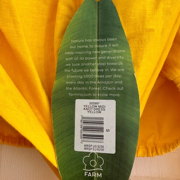 NWT Farm Rio MIDI YELLOW DRESS - Picture 2 of 3